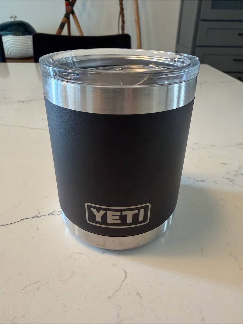 Yeti Black Stainless Steel Rambler Tumbler with Clear Lid - Konrad - Office Swag